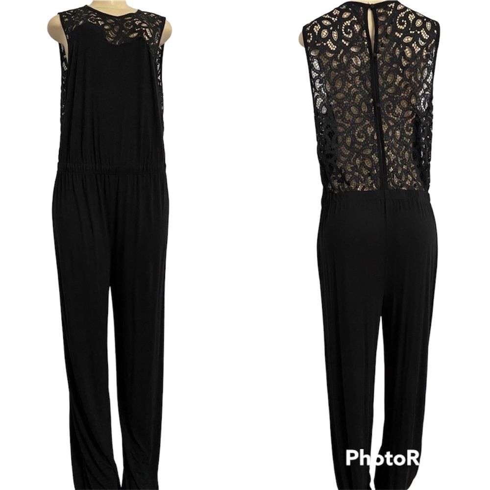 Trina Turk Kimberlina Black Lace Back Jumpsuit M - Picture 2 of 10